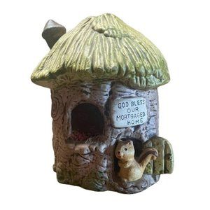 Vintage Enesco Bank Squirrel Tree House Mortgaged Home-Nature